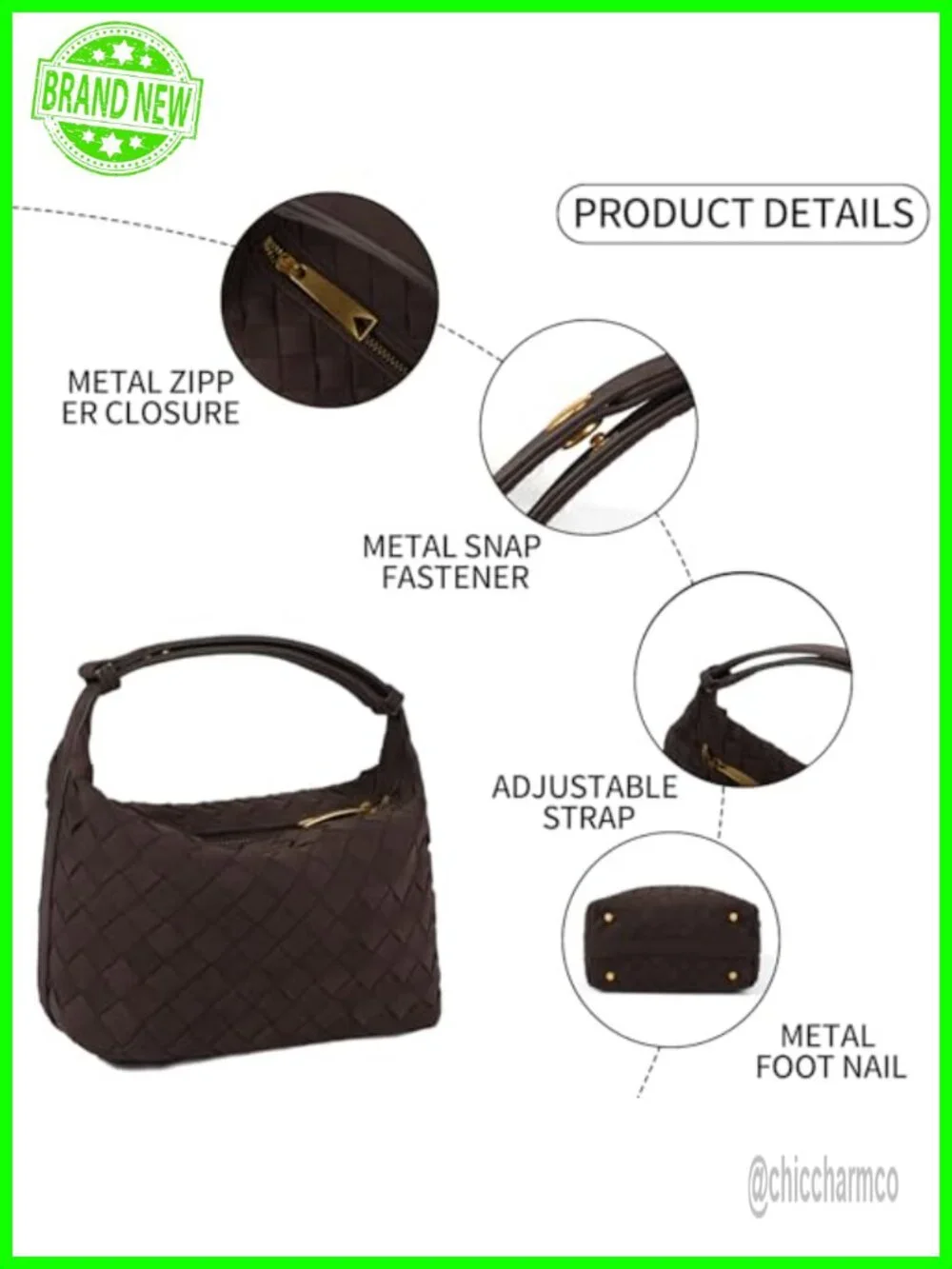 Faux Suede Woven Hobo Handbag with Adjustable Strap
